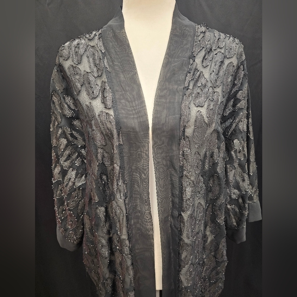 Robe, cover up, swim, intimates, sheer, black, vacation, travel, animal print